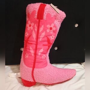 New Aroma Home Cowgirl Pink Floral Weighted Decorative Boot Pillow 15X12